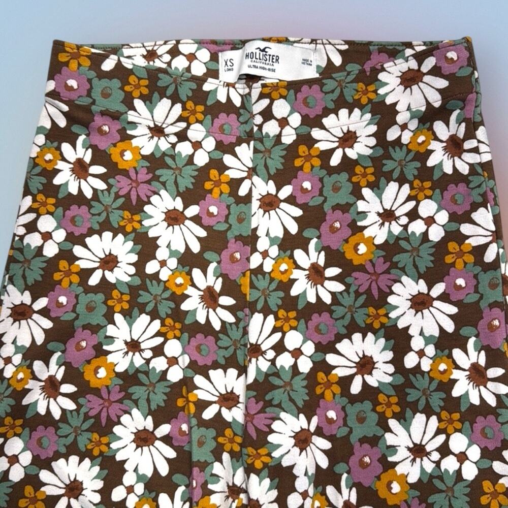 HOLLISTER Women’s XS Brown Floral Daisy 70’s Stretchy Ultra High Rise Pant - Picture 3 of 4